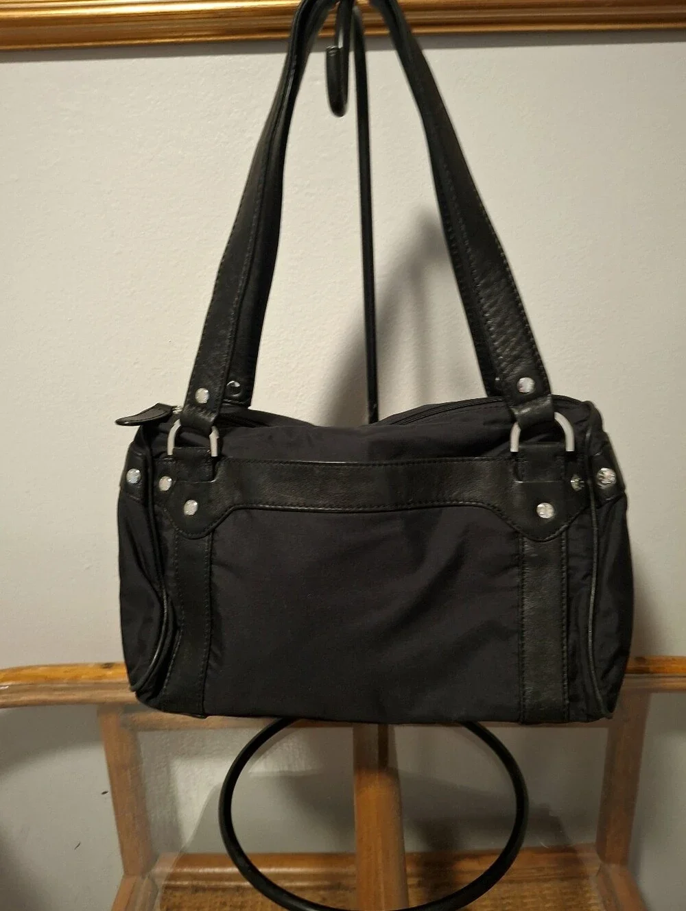 ECHO Black Silk & Leather Y2K Satchel
